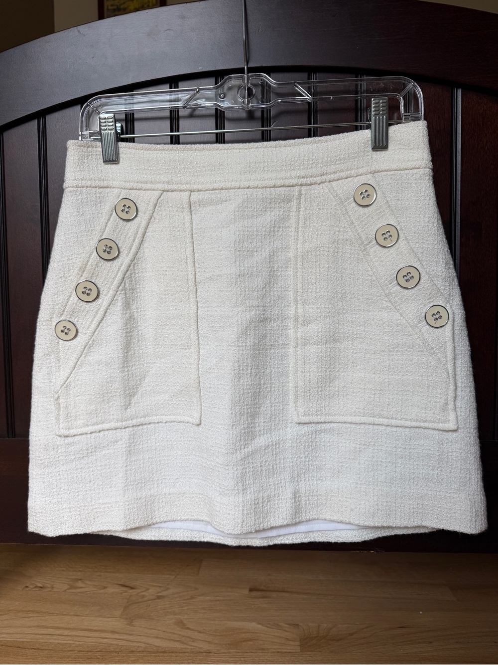 Veronica Beard Bond Tweed Mini Skirt Ivory White Size 4